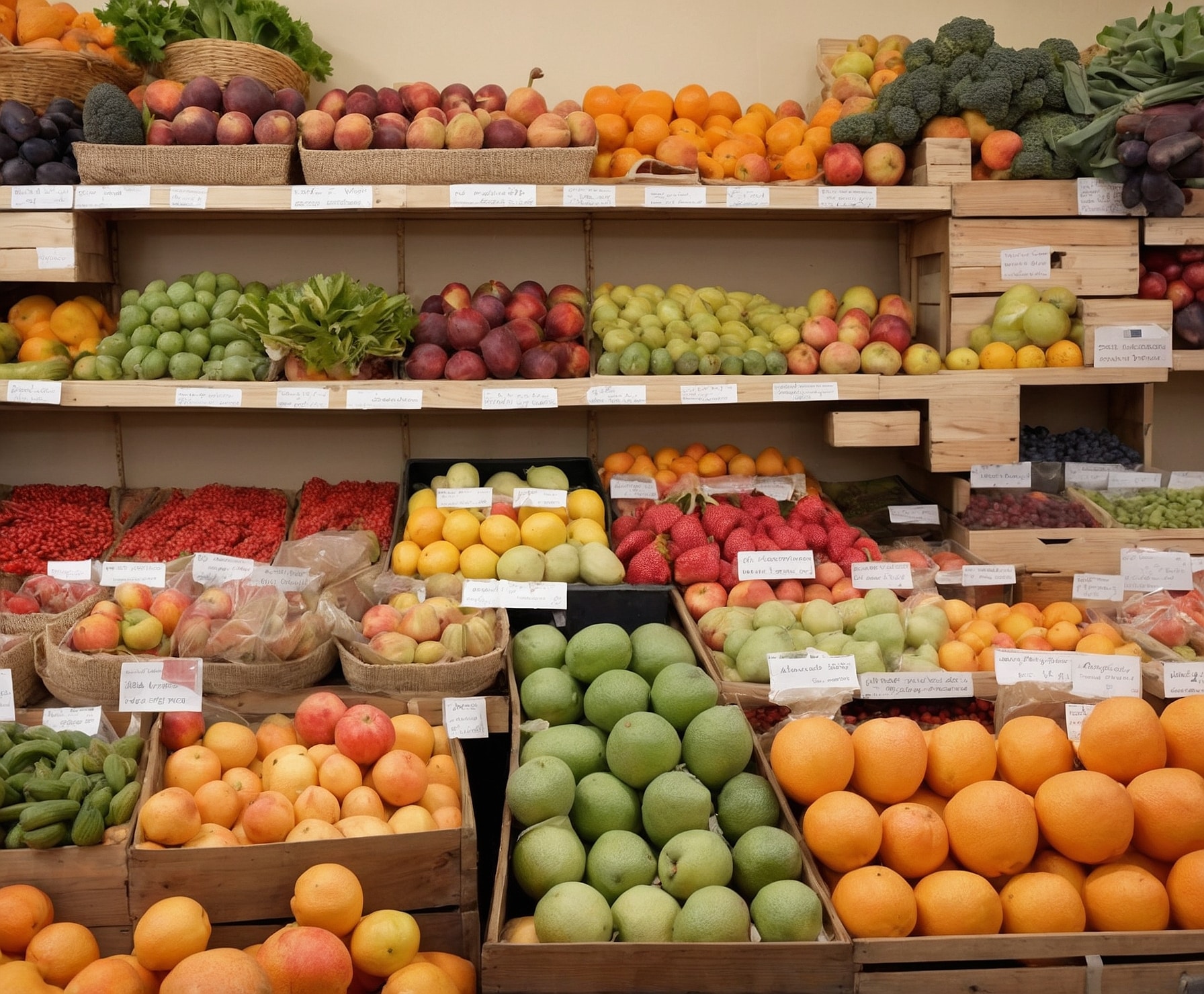 Frutas y verduras frescas en mercado local